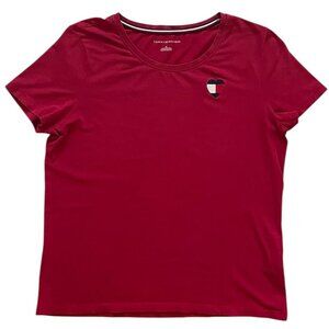 Tommy Hilfiger Red Medium T Shirt Embroidered Logo Heart Soft Cotton